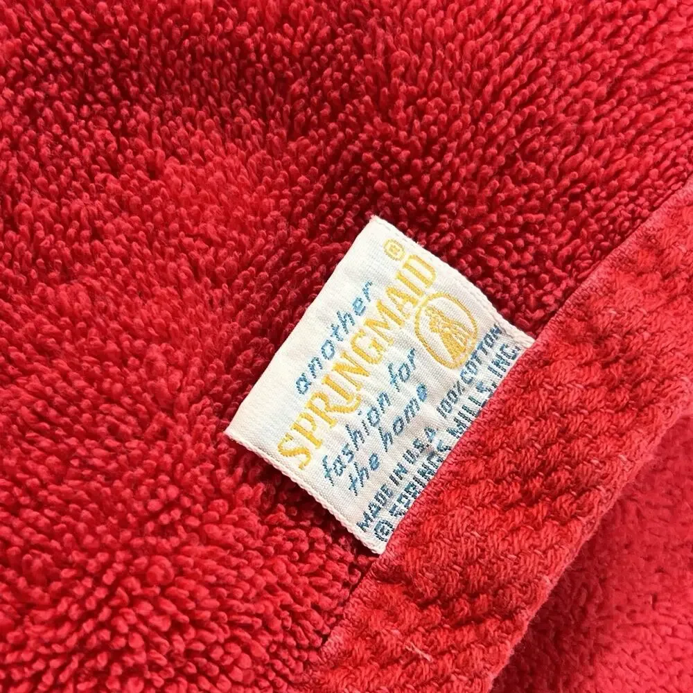 Vintage Set of 5 Bright Red Springmaid Towels Bath Mat Hand Towel USA
